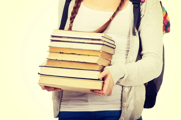 Tonåring med ryggsäck och böcker. — Stockfoto