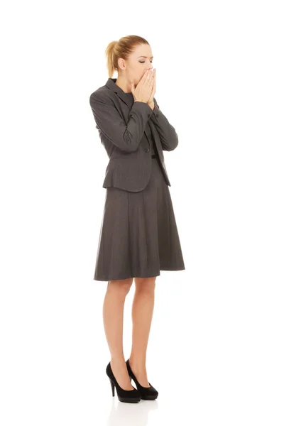 Mujer de negocios cansada en un traje . — Foto de Stock