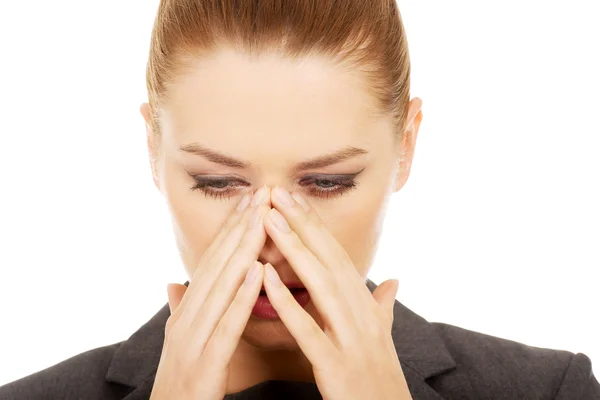 Businesswoman with sinus pain. — Stock Photo, Image