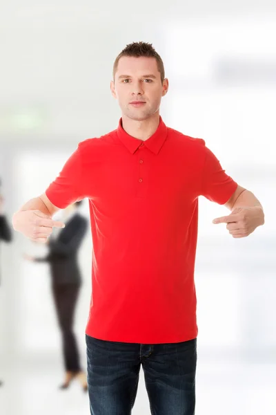 Excited man pointing — Stock Photo, Image