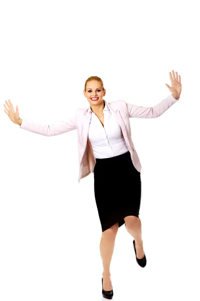 Szczęśliwa młoda blondynka biznes kobieta — Zdjęcie stockowe