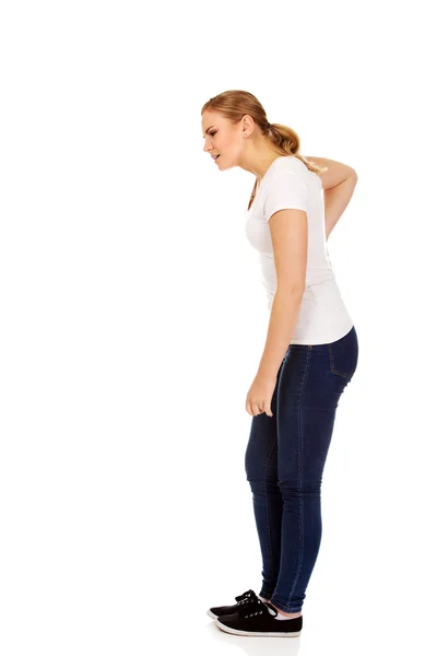 Young woman with back ache — Stock Photo, Image