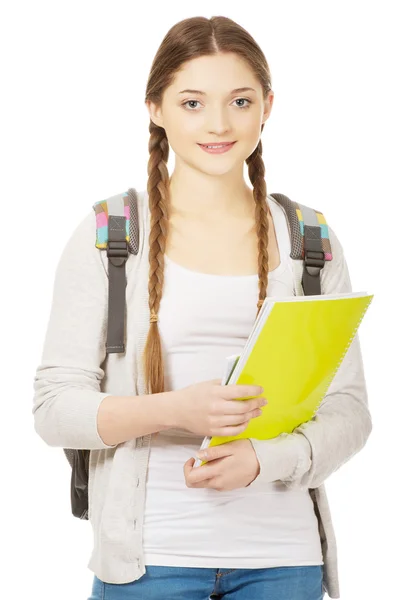 Tonåring flicka med skolan ryggsäck. — Stockfoto