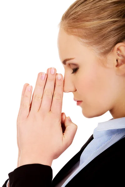 Young worried business woman thinking about something — Stock Photo, Image