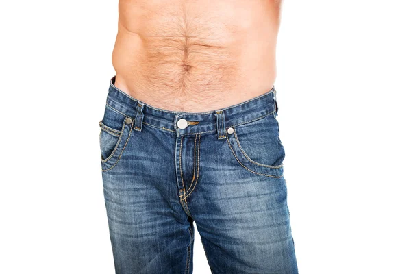 Shirtless män i jeans byxor — Stockfoto