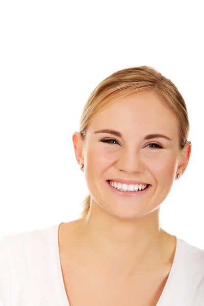 Young smiling woman in white t-shirt Stock Picture