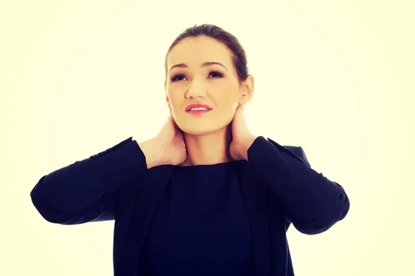 Woman with neck pain. — Stock Photo, Image
