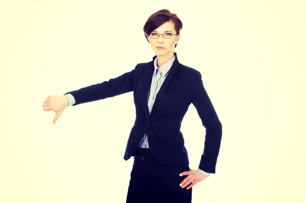 Business woman showing thumbs down. — Stock Photo, Image