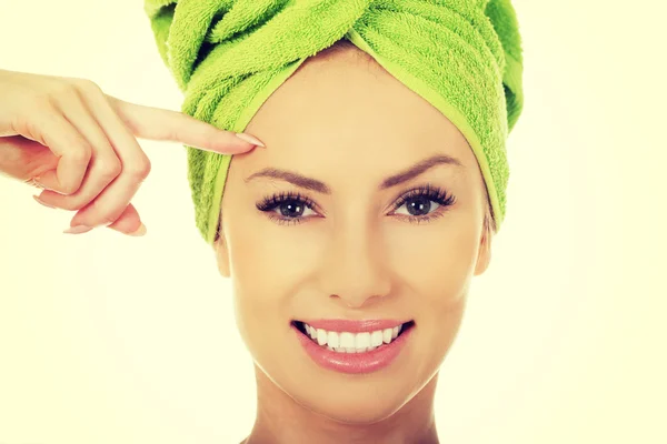 Beauty woman with turban towel. — Stock Photo, Image