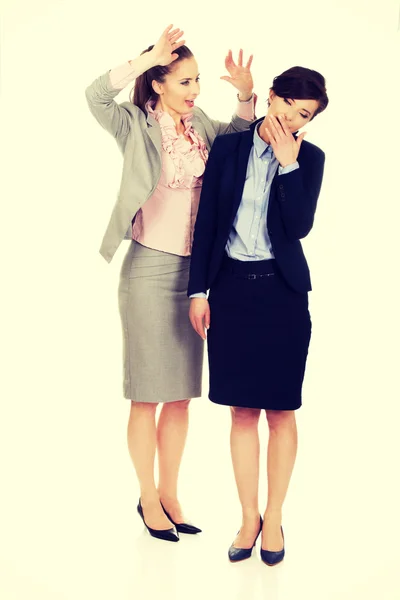 Бізнес-леді кричить на свого втомленого партнера . — стокове фото
