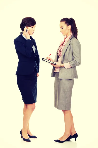 Zwei Geschäftsfrauen diskutieren miteinander. — Stockfoto