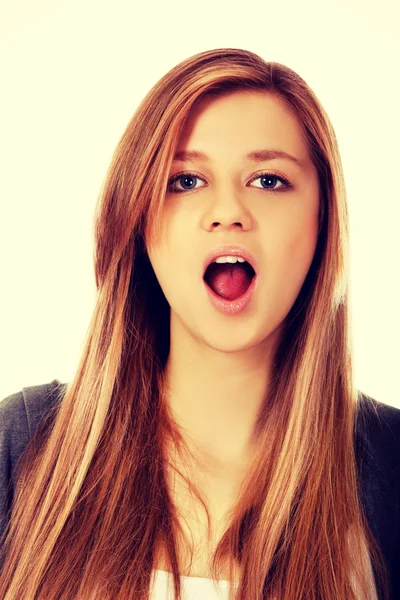 Portrait of teenage screaming woman — Stock Photo, Image