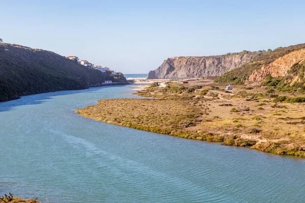 Odeceixe Med Ribeira Des Seixe Och Atlantic Algarve Portugal — Stockfoto