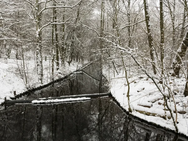 Зима на канале — стоковое фото