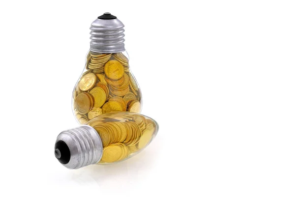 Gouden licht lampglas — Stockfoto