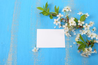 Çiçekleri kiraz ve kartı