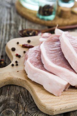 Çiğ et baharat bir tablo ile