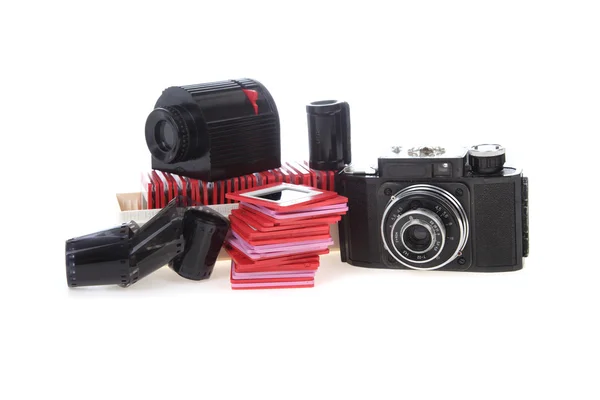 Oude dia's, camera en projector — Stockfoto
