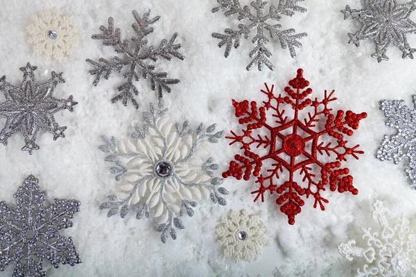 Schneeflocken Schnee Weihnachtlicher Hintergrund — Stockfoto