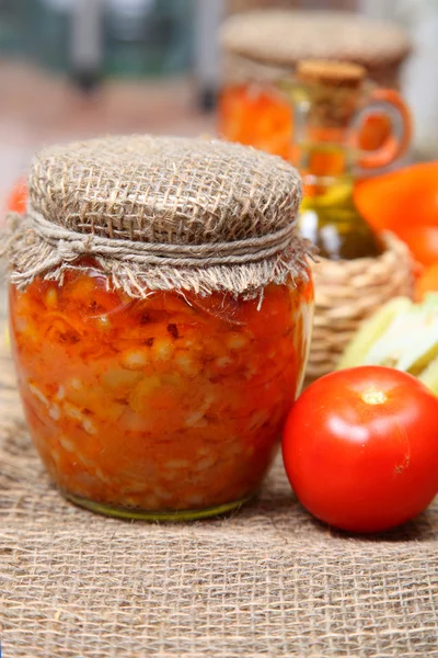 Canning vegetables in the banks — Stock Photo, Image