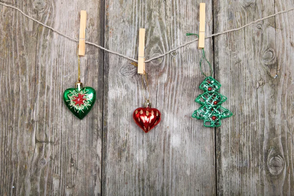 Christmas decorations on a rope — Stock Photo, Image