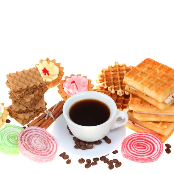 Kaffee und Waffeln — Stockfoto