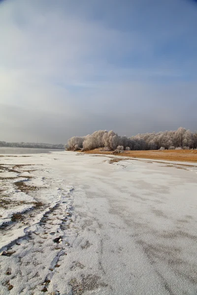 Winter landscape with river — Stock Photo, Image