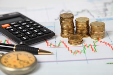 Hesap makinesi, saat ve para destesi
