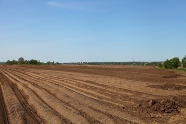 Bahar günü sürülmüş tarlalar