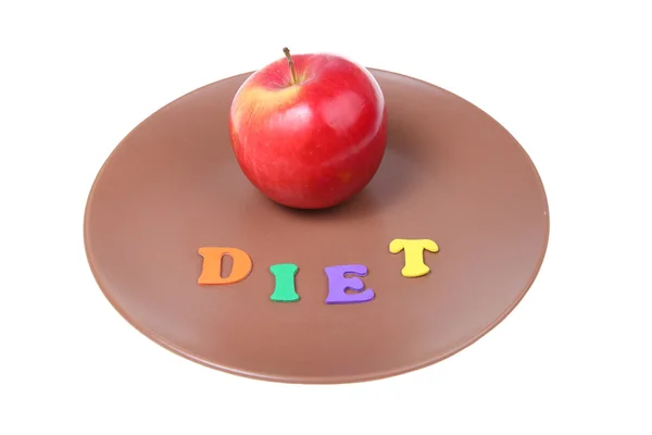 Word diet and red apple — Stock Photo, Image