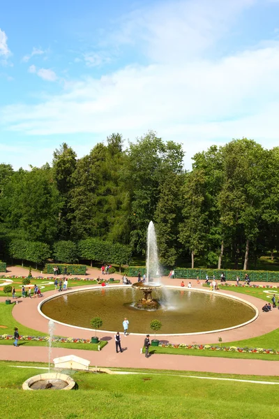 Fuente grande cuenco en Pertergof Palace.Saint-Petersburg, Rusia — Foto de Stock