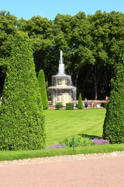 Römische Brunnen am pertergof palace.saint-petersburg, russland — Stockfoto