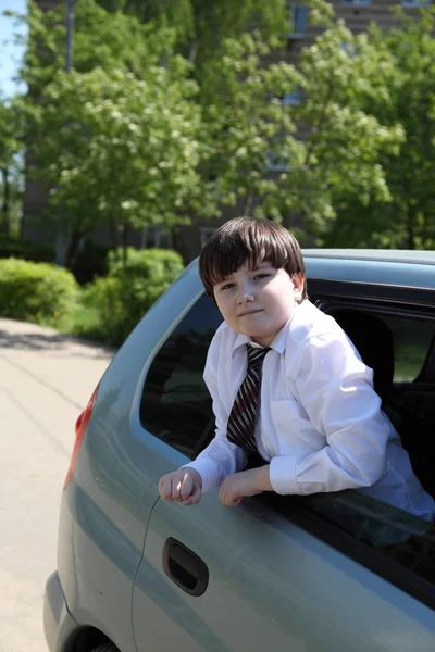 Boy in white shirt and tie — Stock Photo, Image