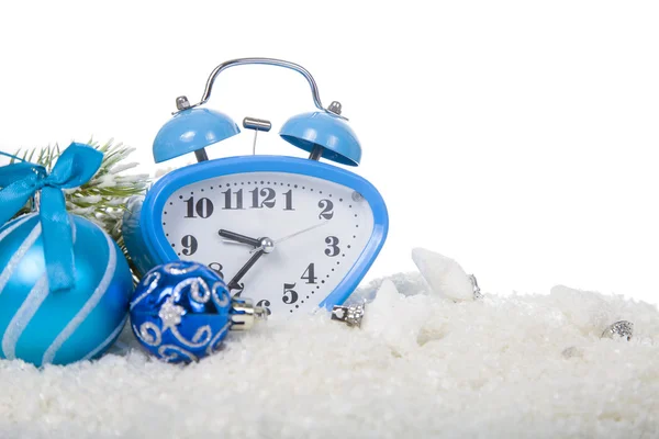 Christmas decorations and clock — Stock Photo, Image