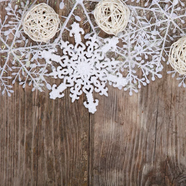 Christmas decorations on an old wooden table — Stock Photo, Image