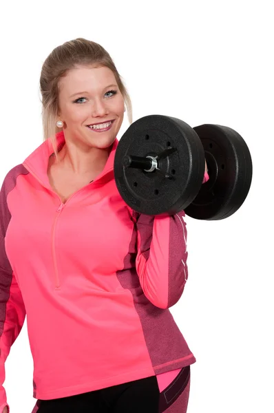 Vrouw werkend met gewichten — Stockfoto