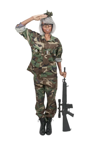 Donna soldato con pistola — Foto Stock