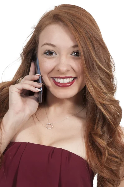 Kvinne på telefonen – stockfoto