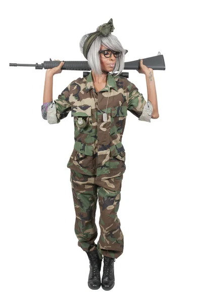 Uma mulher soldado — Fotografia de Stock