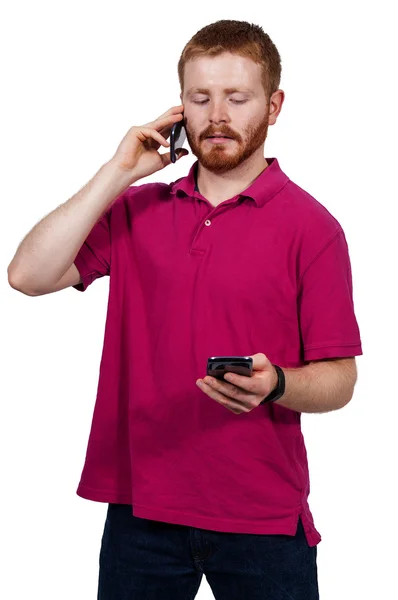 Άνθρωπος για ένα κινητό τηλέφωνο — Φωτογραφία Αρχείου