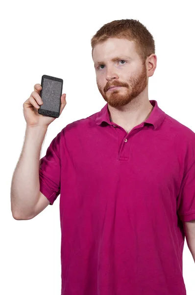 Hombre con teléfono roto — Foto de Stock