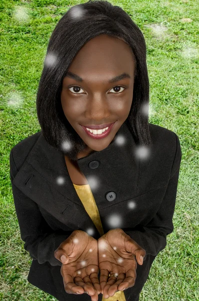 Woman with Orbs — Stock Photo, Image