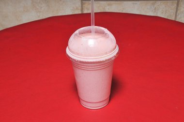 Traditional American beverage known as the strawberry milkshake