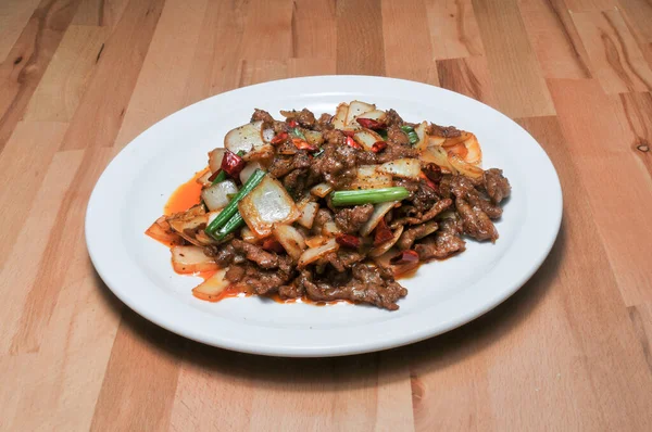 Delicioso Prato Chinês Autêntico Conhecido Como Mogolion Beef — Fotografia de Stock