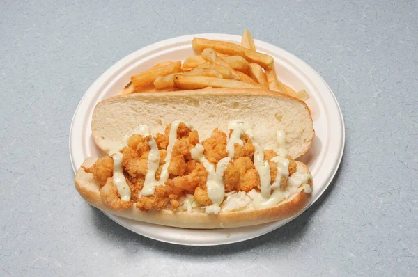 Вкусный Сэндвич Морепродуктами Известный Креветочный Мальчик — стоковое фото