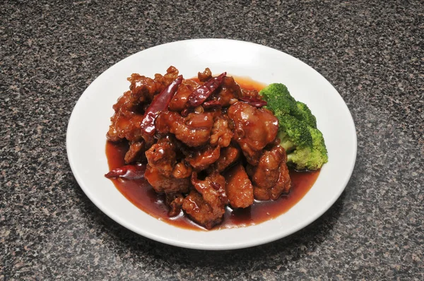 Cocina China Tradicional Auténtica Conocida Como Pollo Tsu General — Foto de Stock
