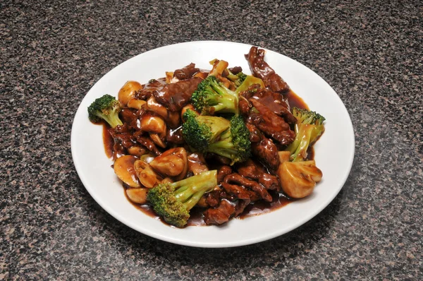 Otantik Geleneksel Çin Yemeği Brokolili Biftek Olarak Bilinir — Stok fotoğraf