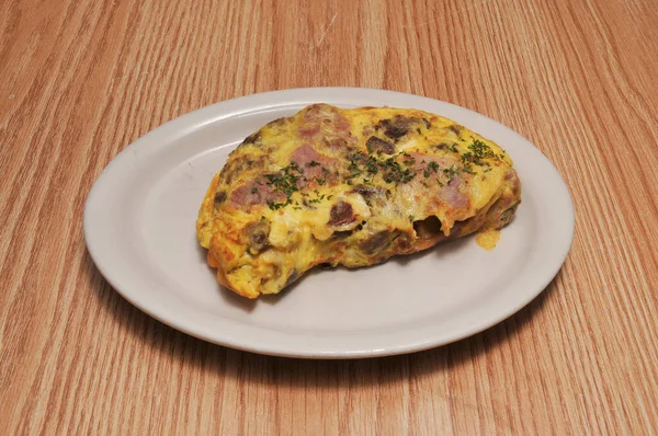 Delicious American Cuisine Known Trple Meat Omelette — Stock Photo, Image