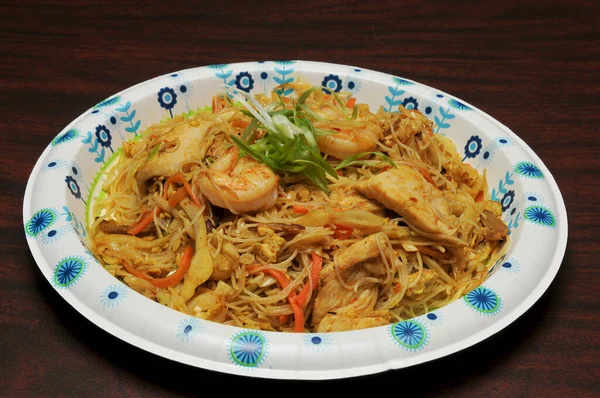 Authentic Traditional Chinese Dish Known Shrimp Chicken Fried Rice Noodles — Stock Photo, Image