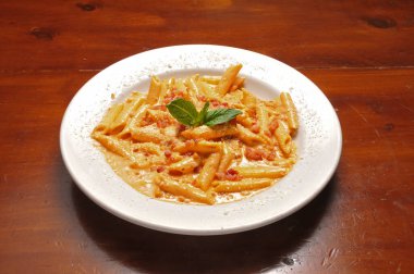 Penne Alla Votka olarak bilinen lezzetli İtalyan yemeği.